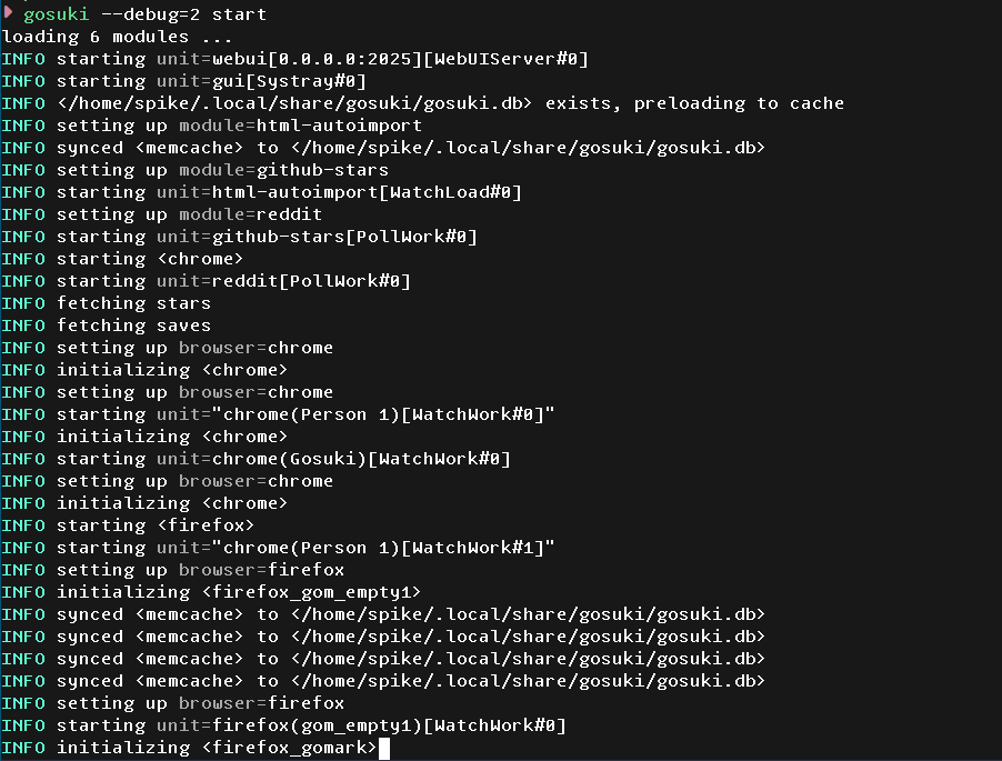starting the daemon in debug mode